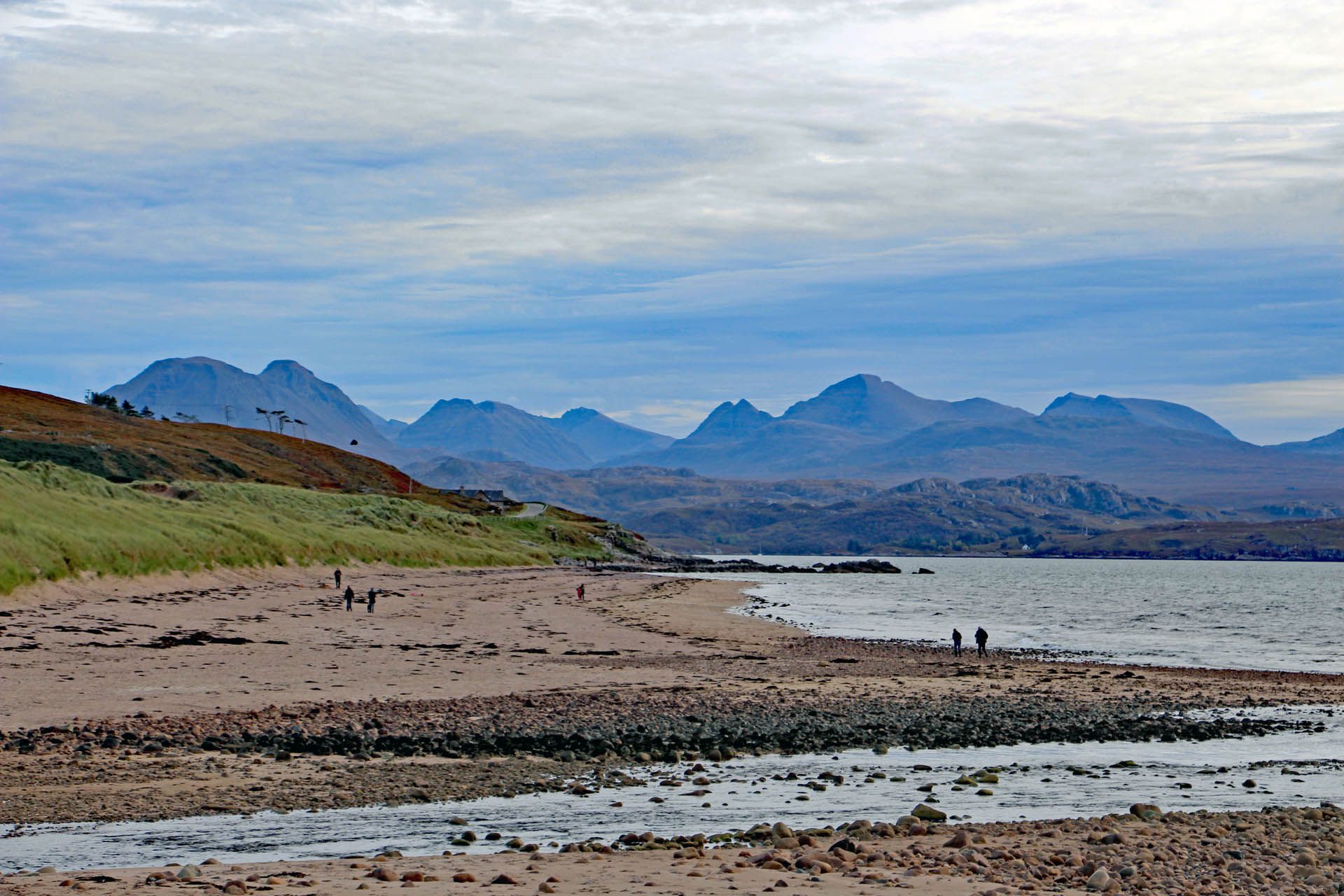 People walking on the Big Sand Beach in Gairloch