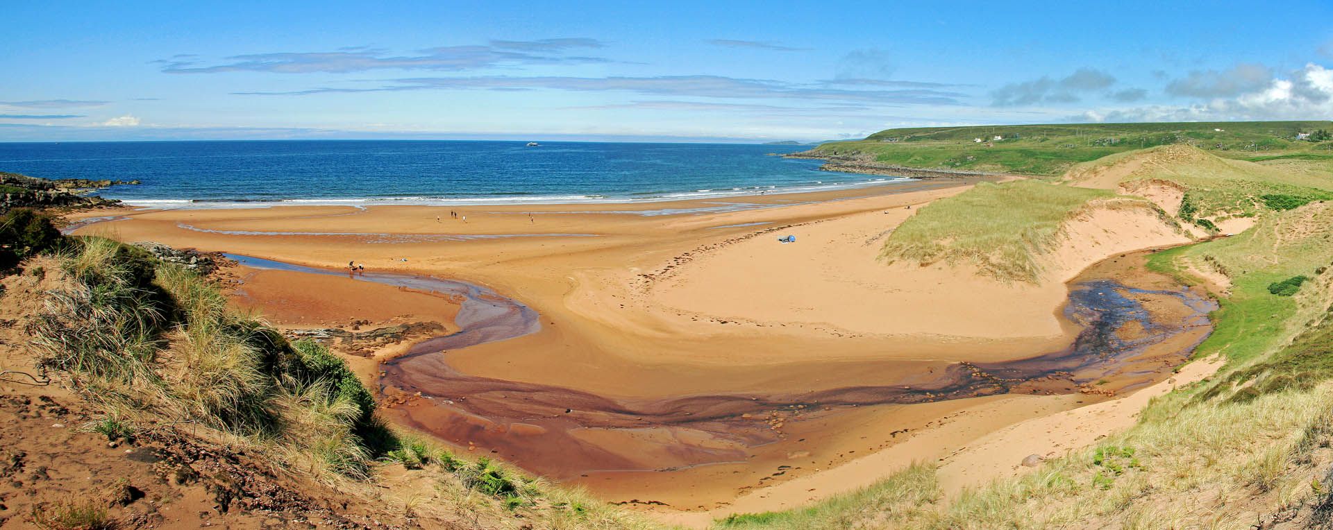 A picture of Red Point beach panorama from the dunes in Gairloch